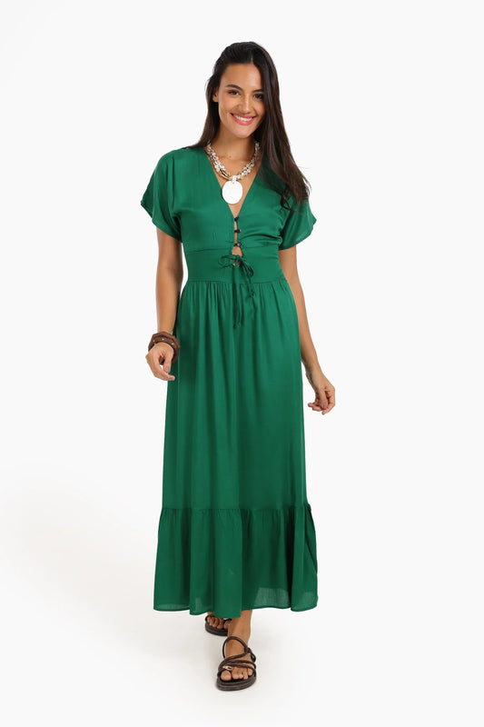 Maxi Dress with Front Drawstring