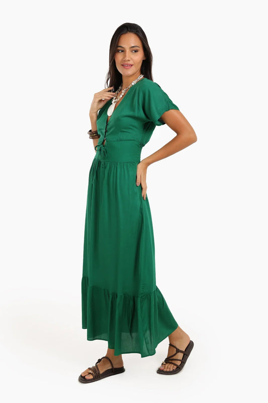 Maxi Dress with Front Drawstring