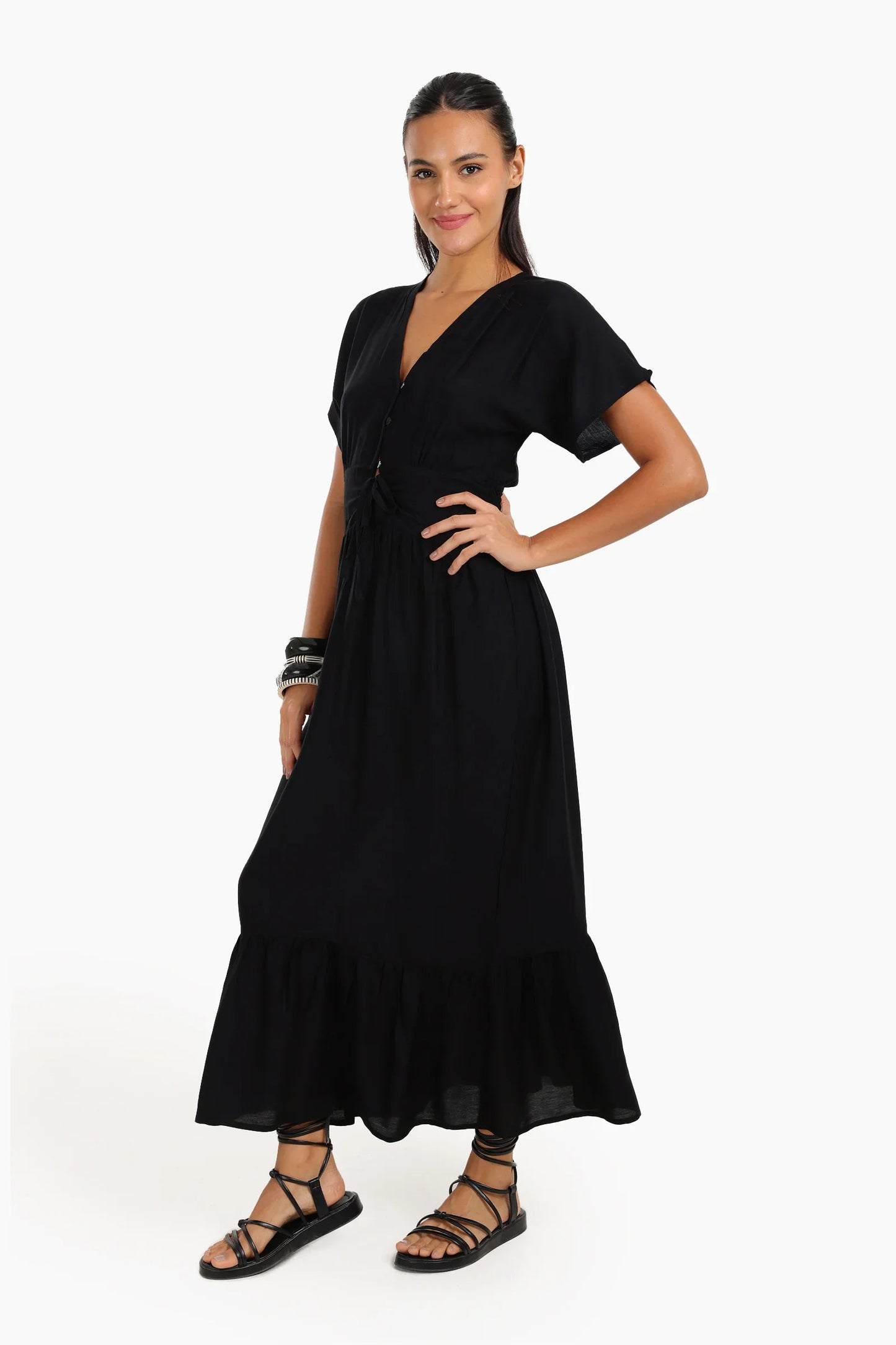 Maxi Dress with Front Drawstring