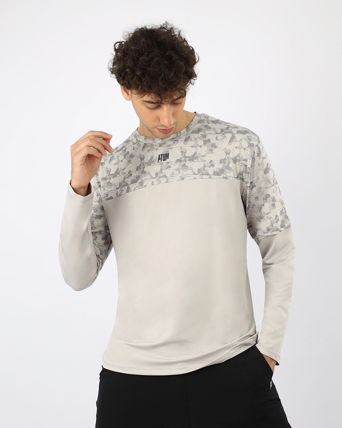 Light Gray Long Sleeve Fitness Top