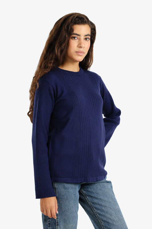 Ribbed Pullover with Side Buttons