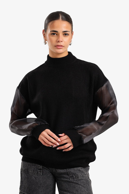 Sheer Sleeve Pullover