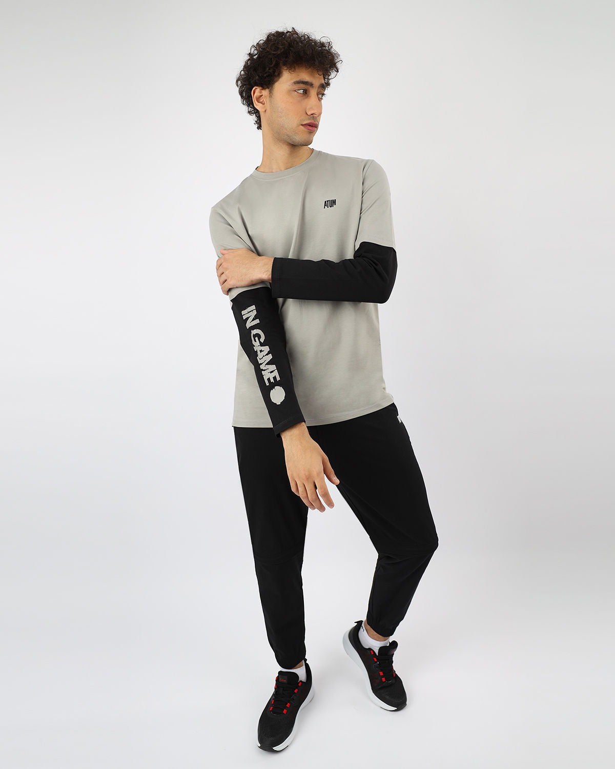Gray Long Sleeve Cotton T-Shirt