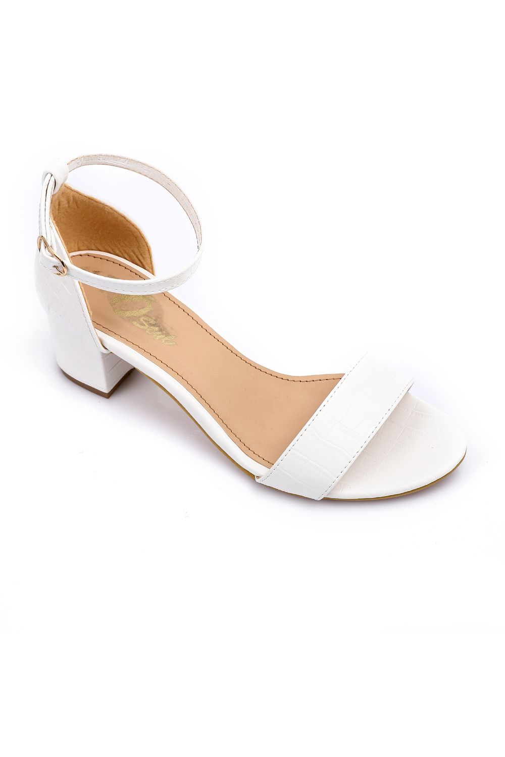 White Flocked Leather Heeled Sandal