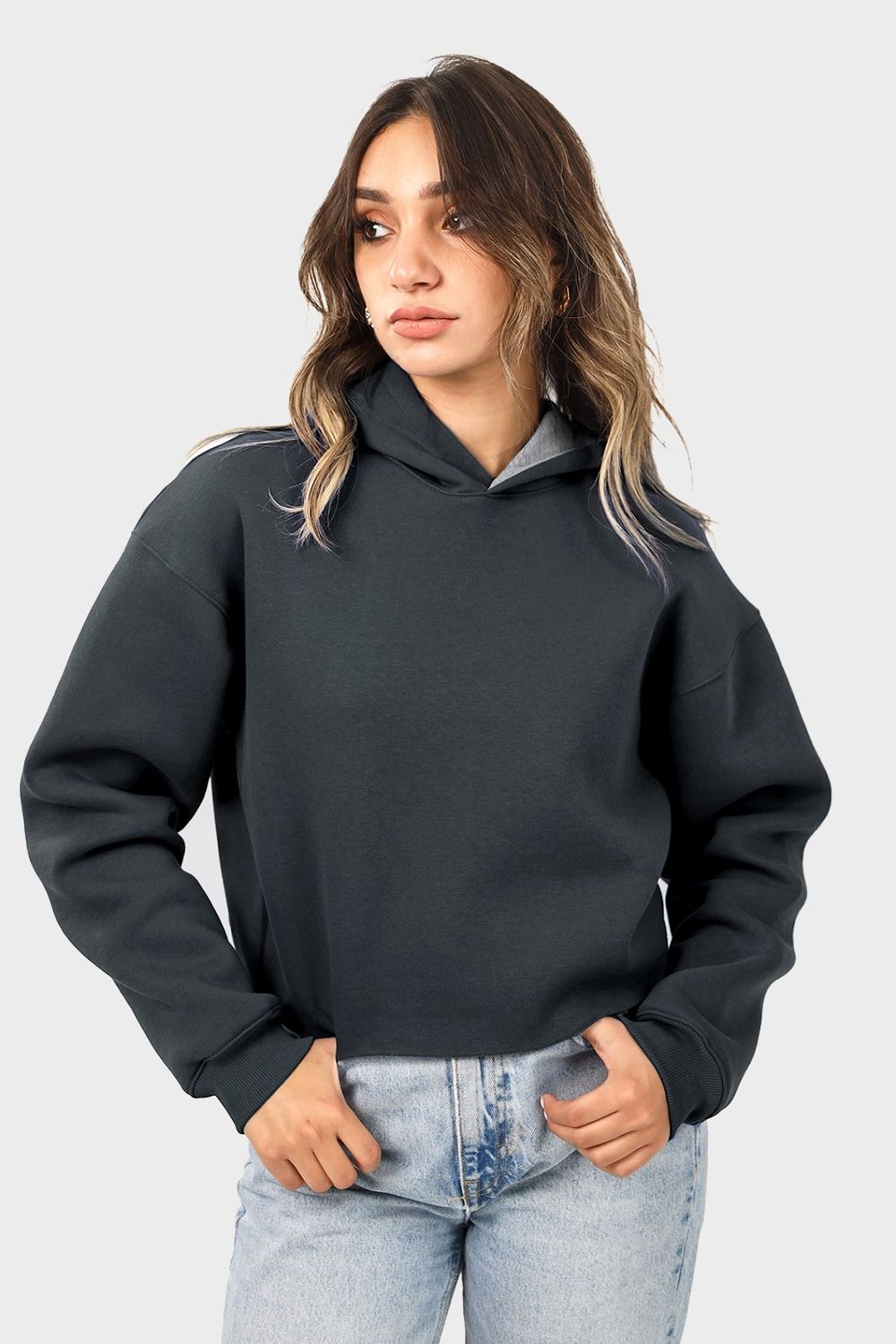 Unfinished Style Cropped Hoodie