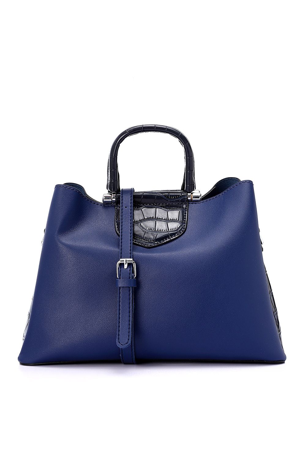 Solid Leather Handbag with Extra Strap
