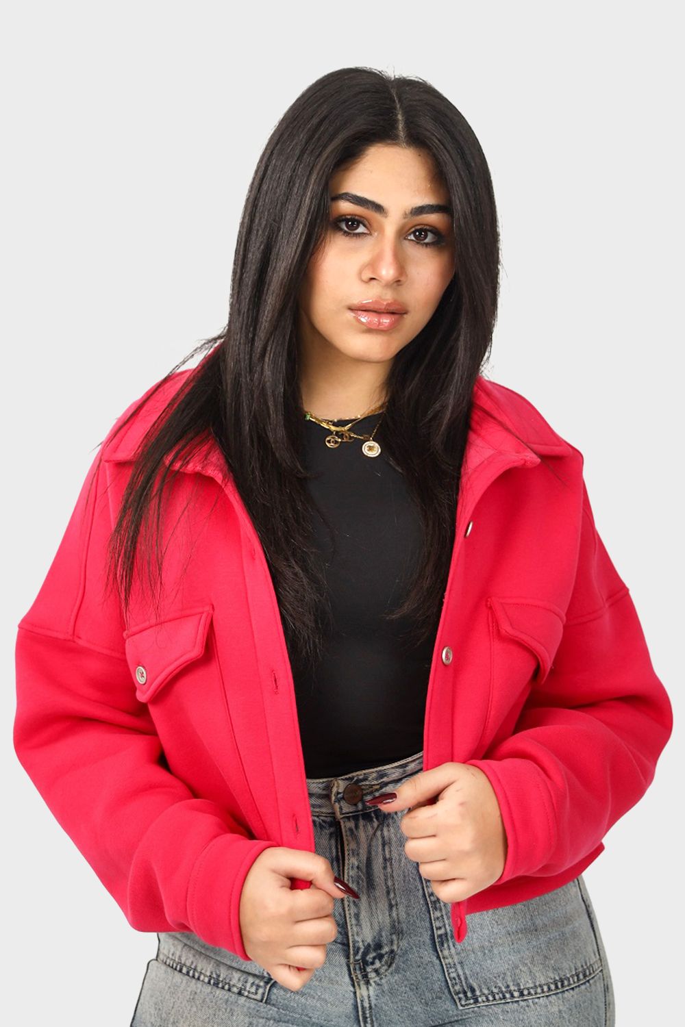 Crop Shirt with Chest Pockets