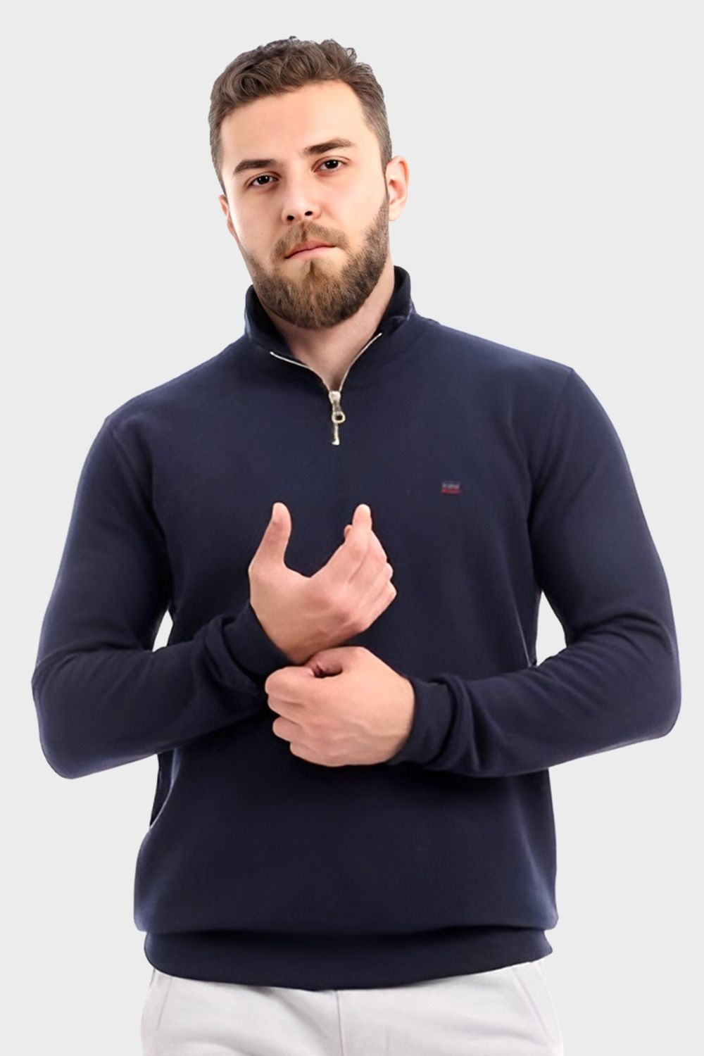 Casual Sweatshirt with Small Zipper