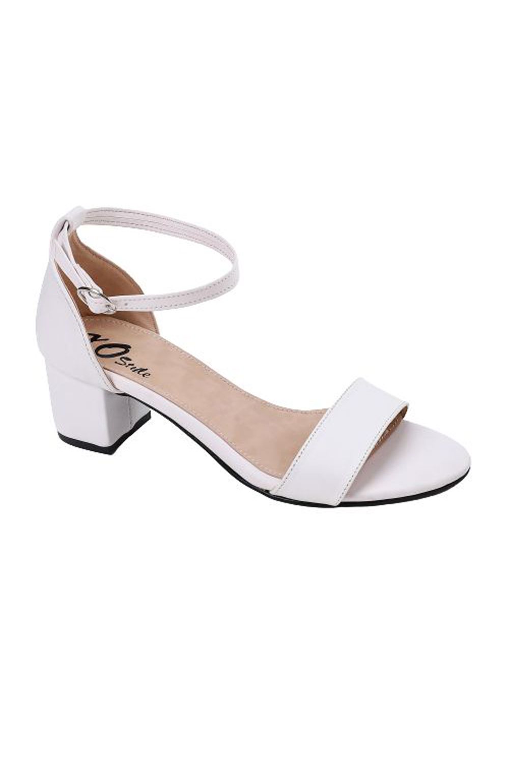 White Plain Heeled Sandal