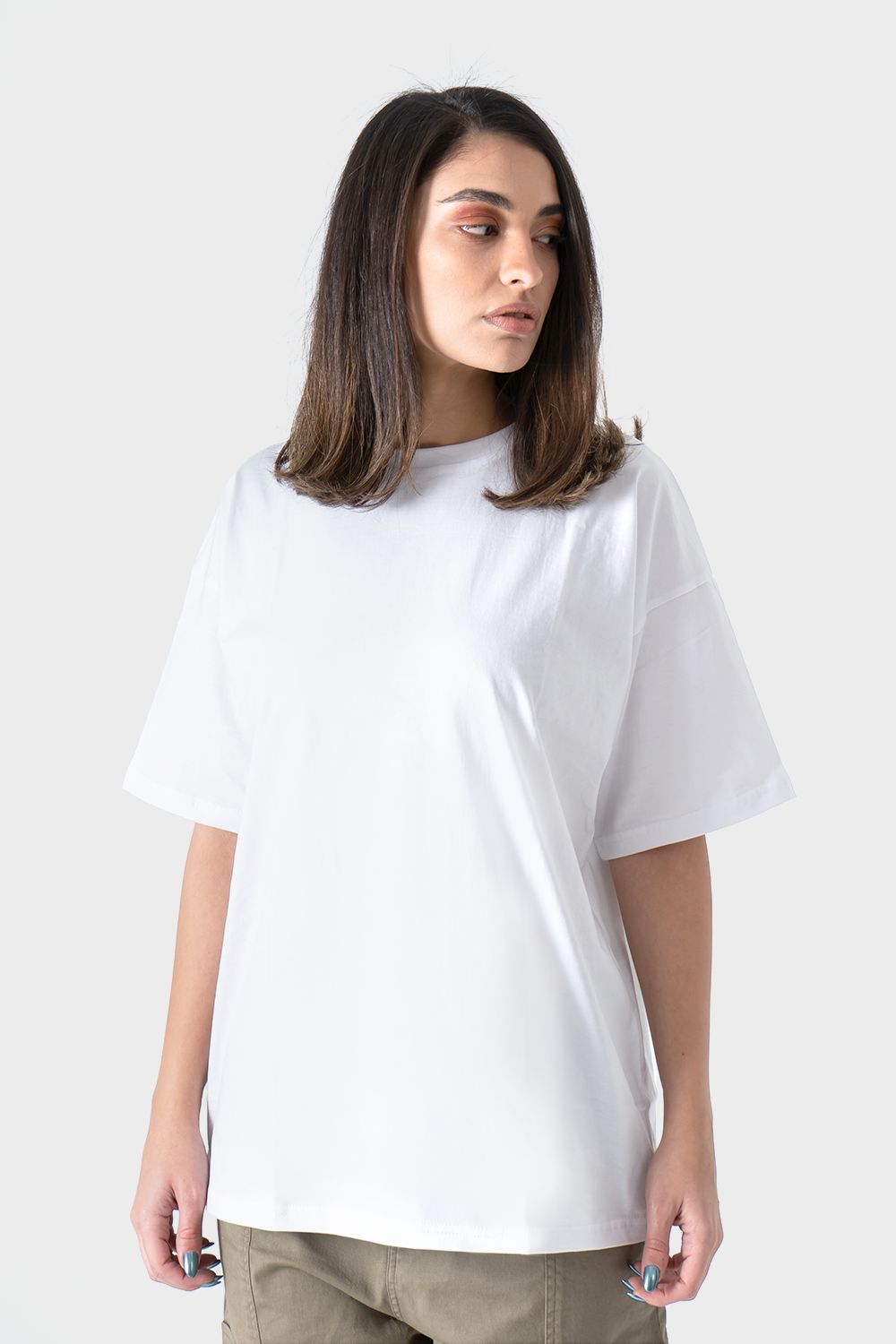 White Crew Neck Oversized T-Shirt