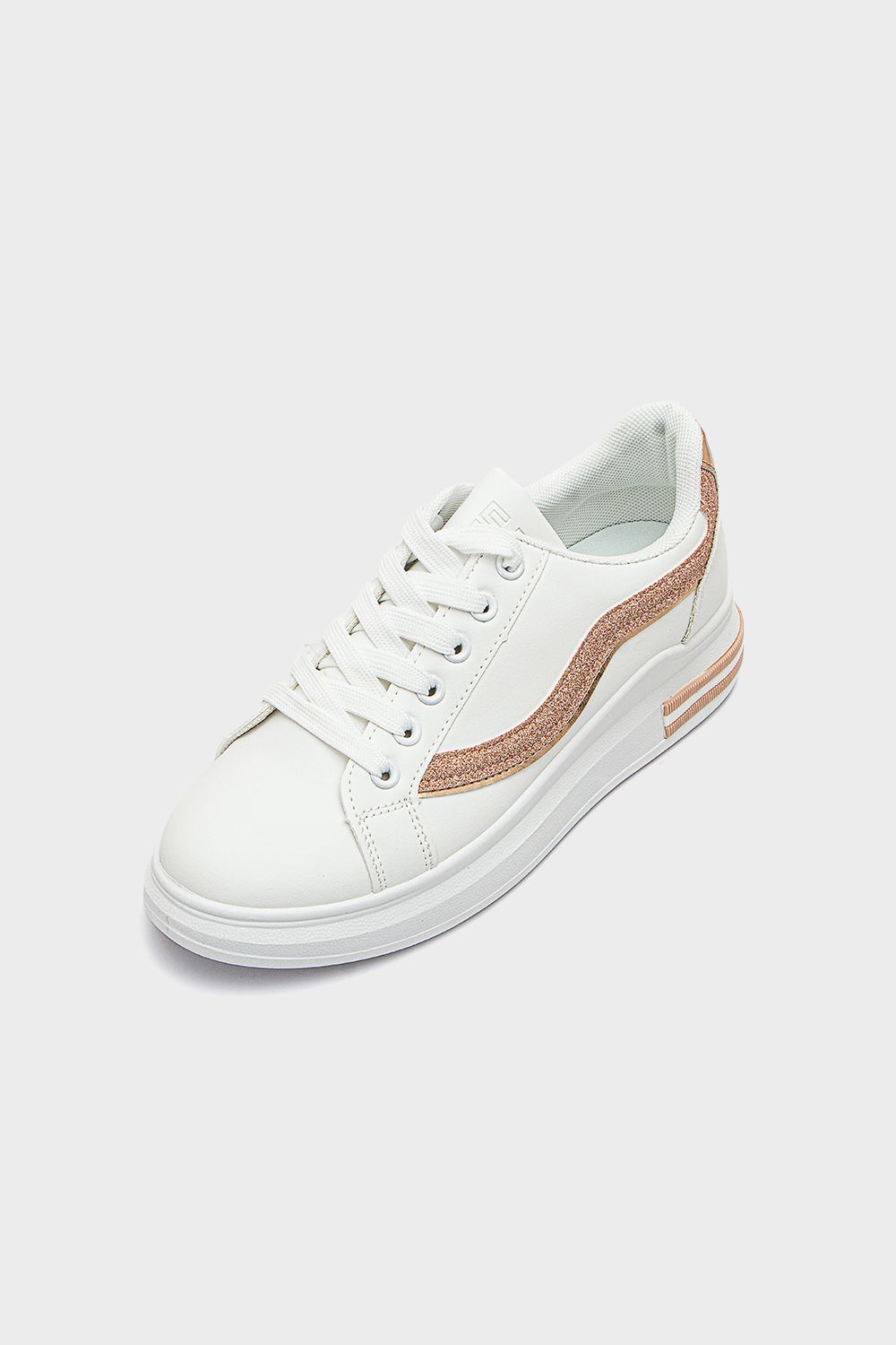 Leather Sneakers with Glitter Side