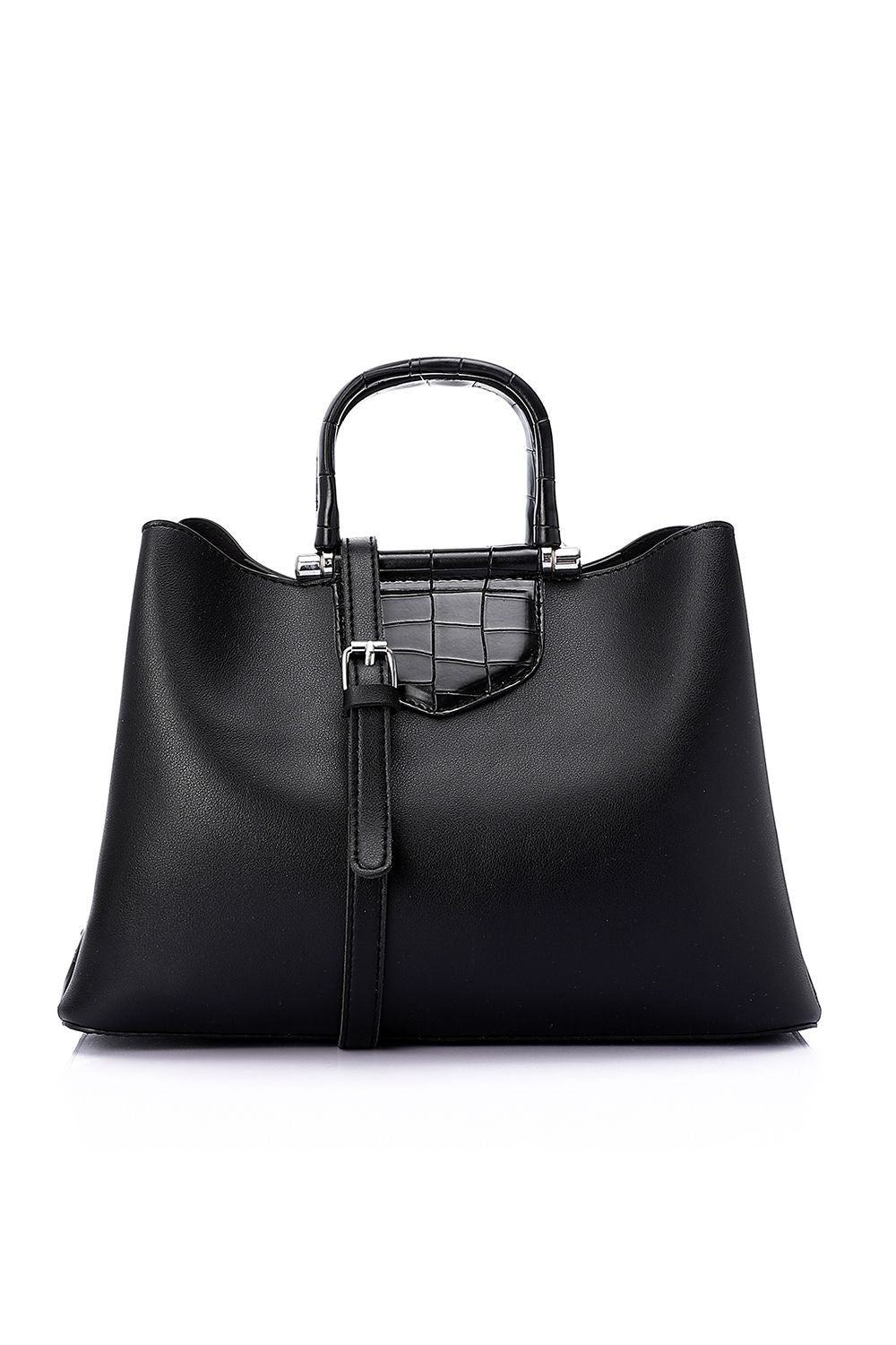 Solid Leather Handbag with Extra Strap