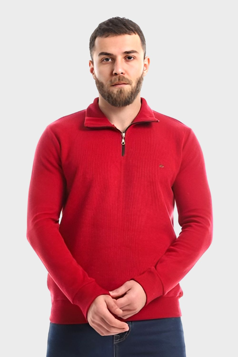 Casual Sweatshirt with Small Zipper