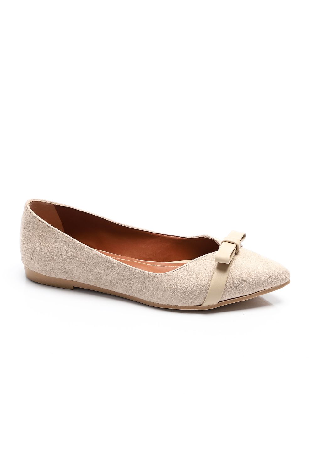 Upper Bow Suede Leather Ballerina