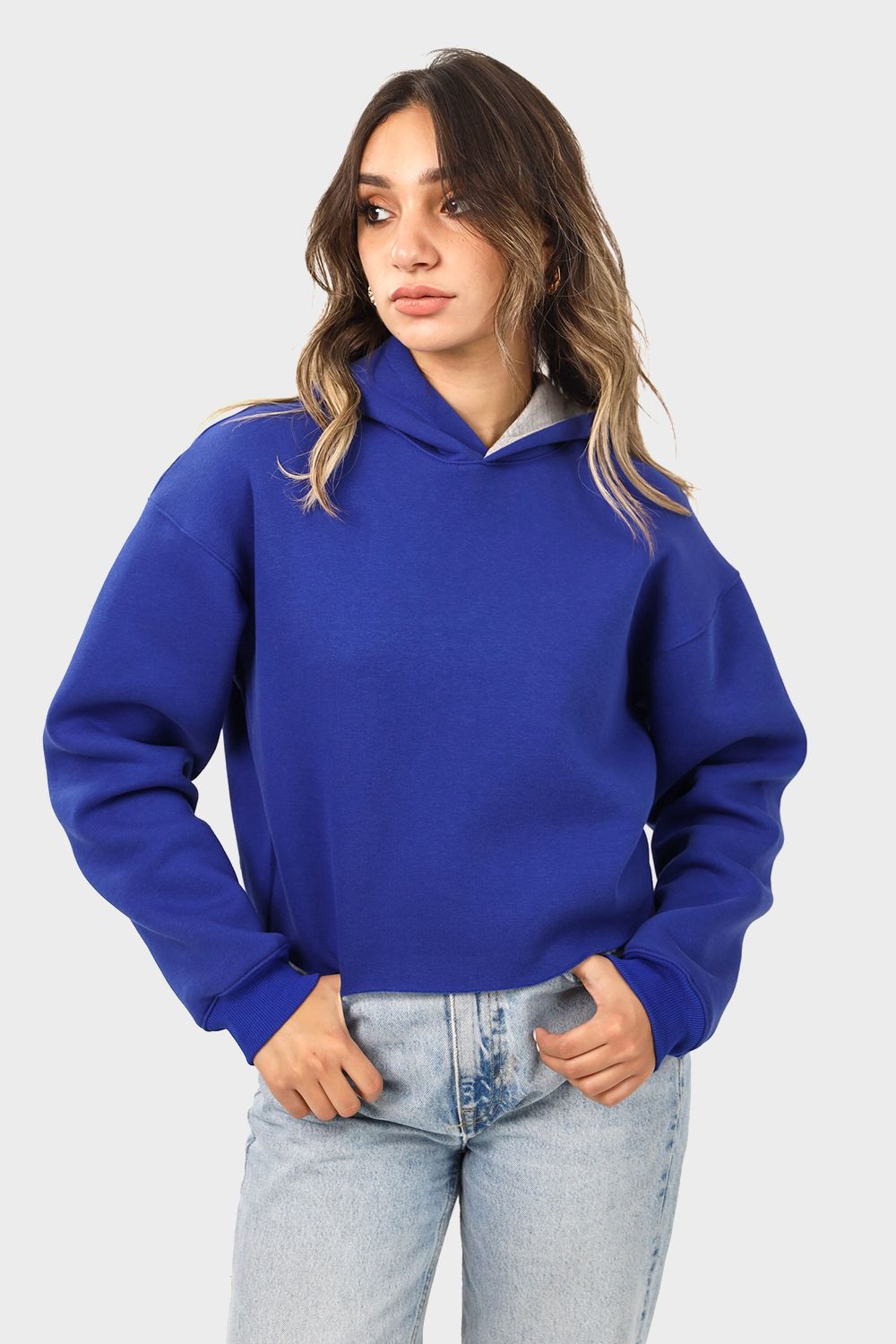 Unfinished Style Cropped Hoodie - هودي قصير بتصميم غير مكتمل