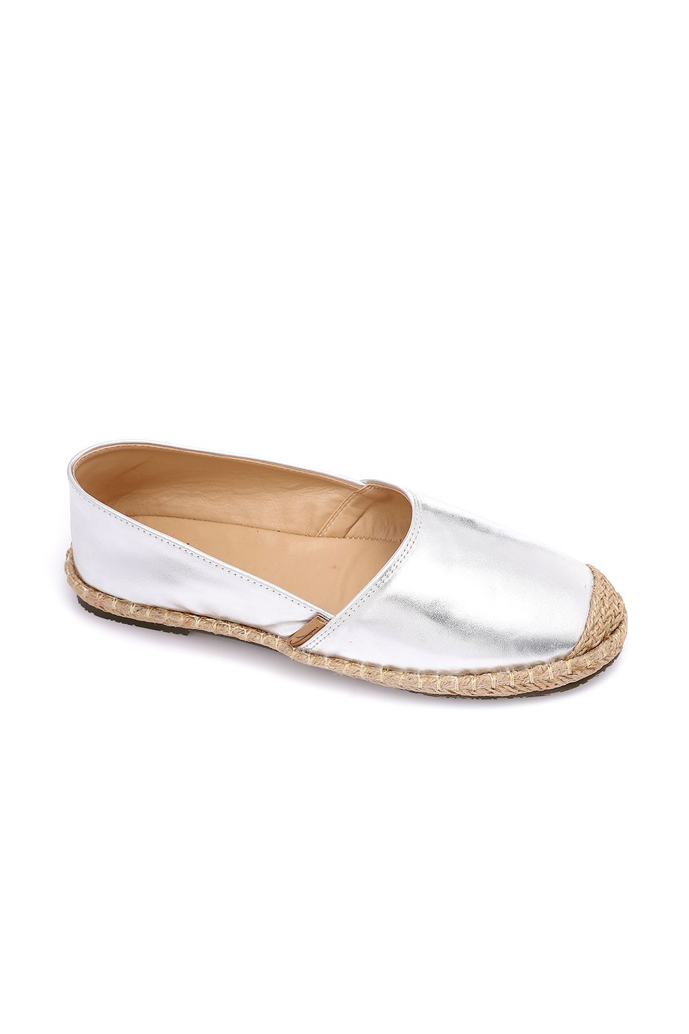 Metallic Espadrille with Straw Frame