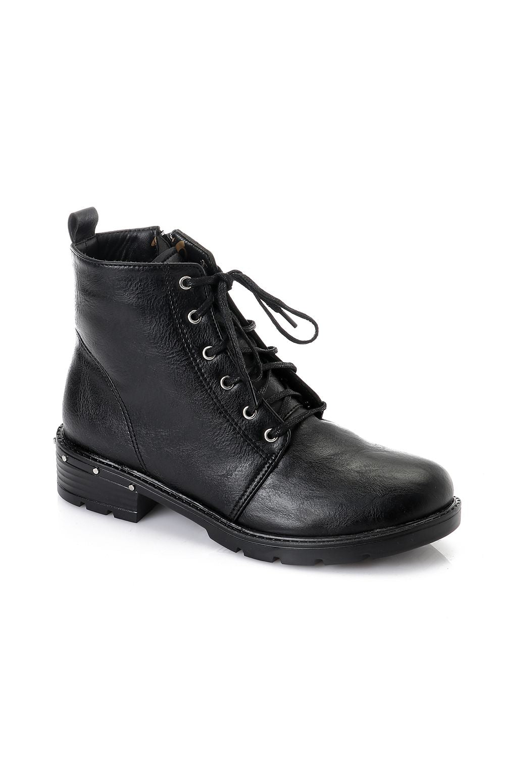Leather Ankle Combat Boot