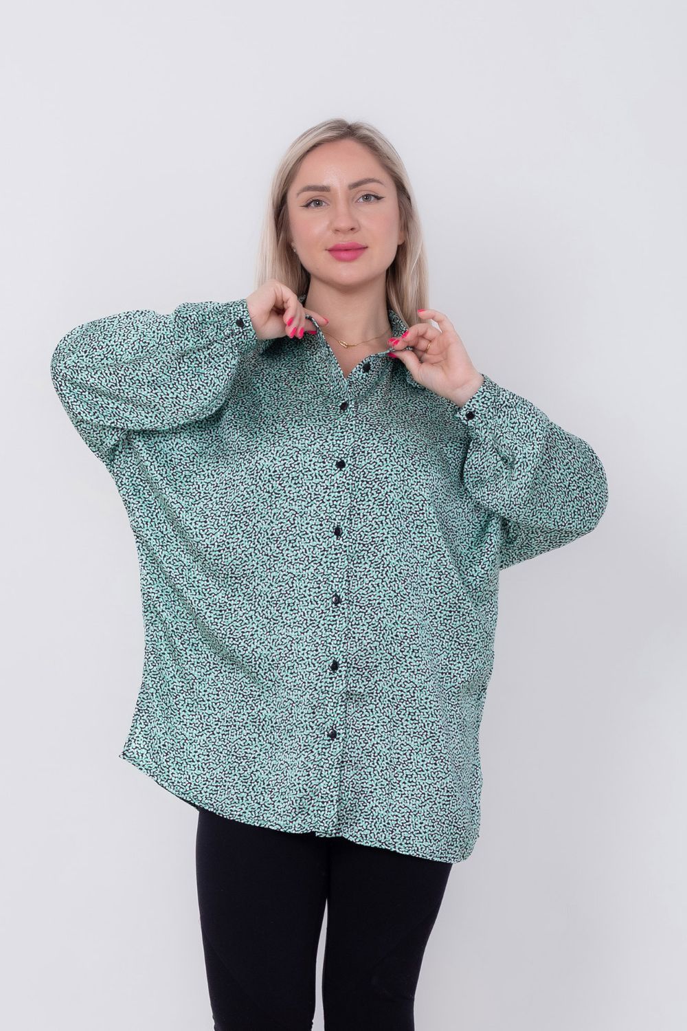 Patterned Satin Chiffon Printed Blouse