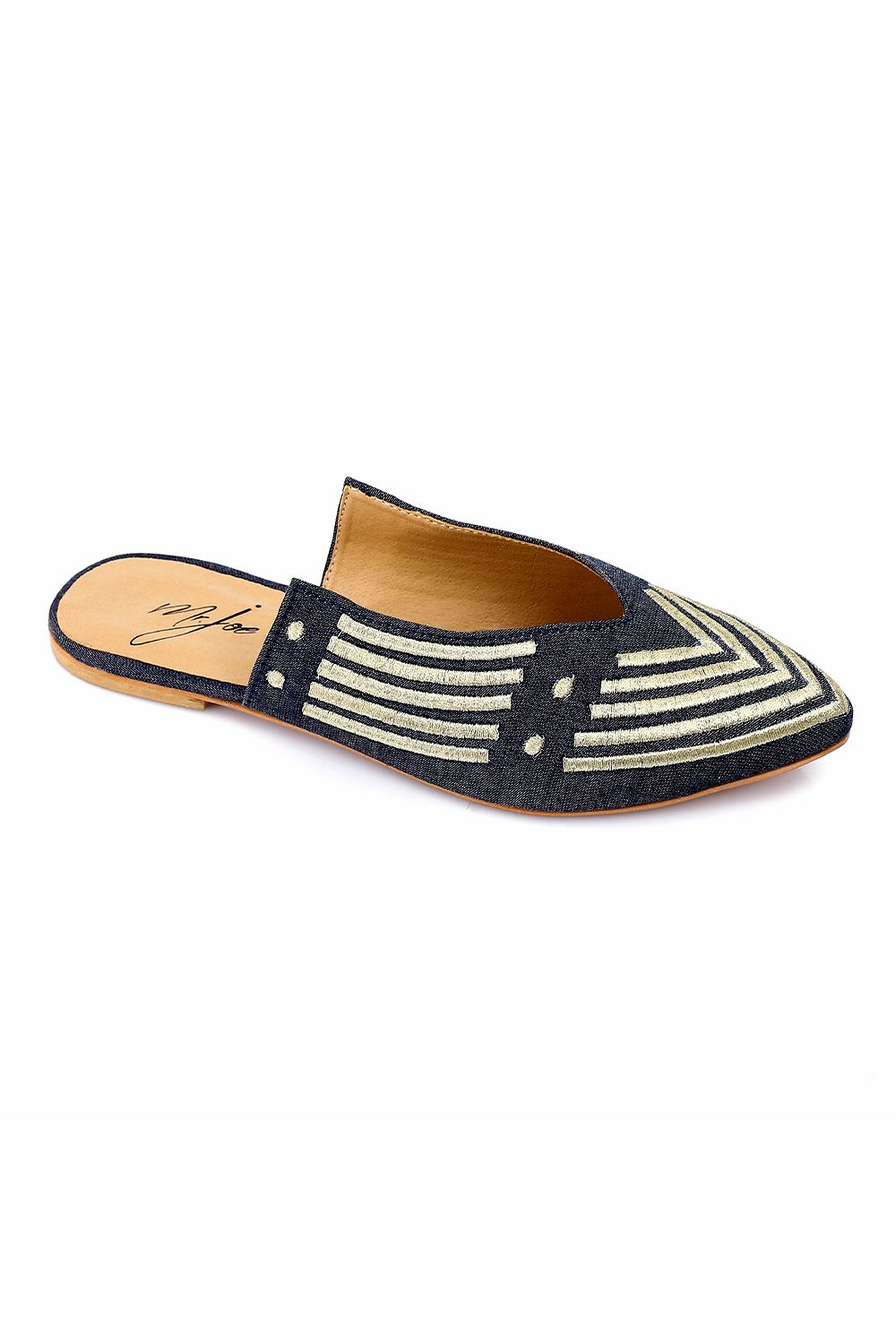 Pointed Toecap Flat Mule Shoes