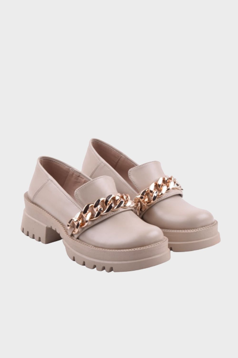 Chunky Loafers with Front Metal Chain