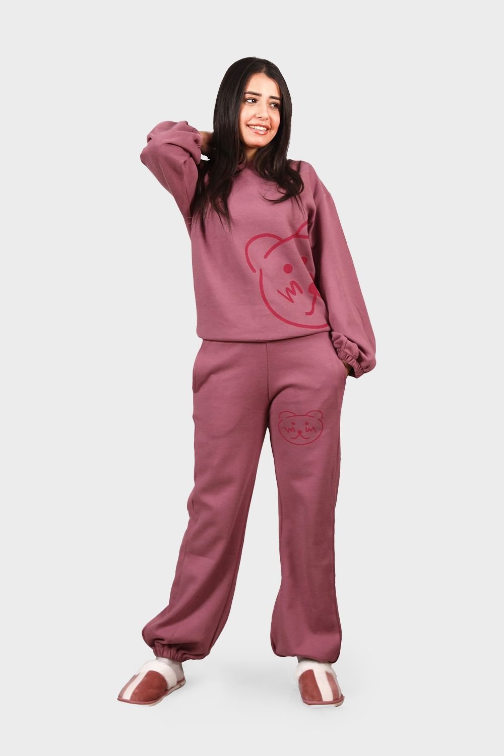 Cute Teddy Bear Printed Pajama Set
