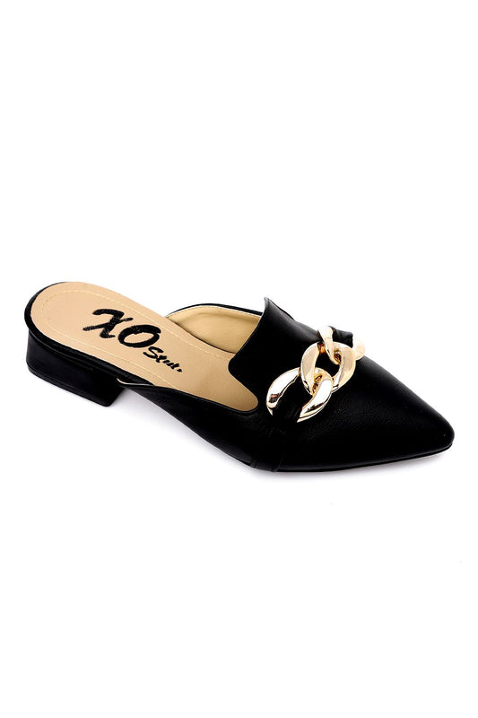 Black Chain Detail Mules