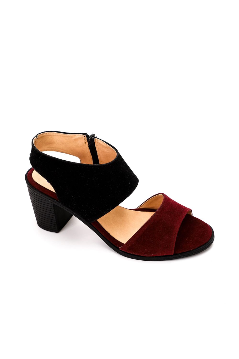 Bi-Color Suede Heeled Sandal