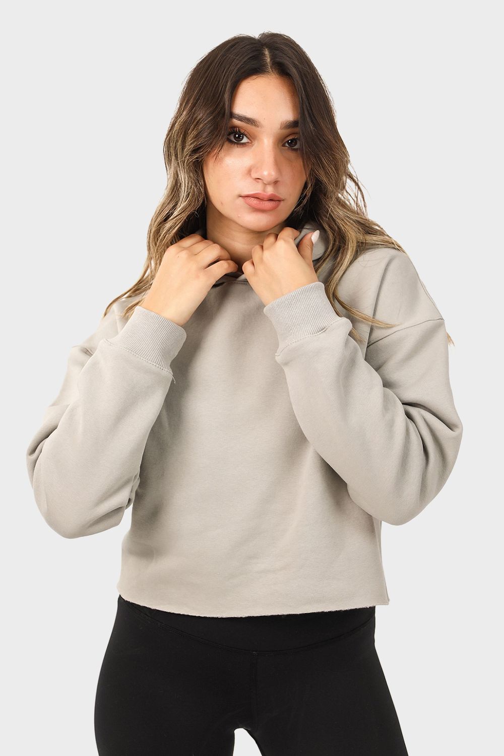 Unfinished Style Cropped Hoodie - هودي قصير بتصميم غير مكتمل