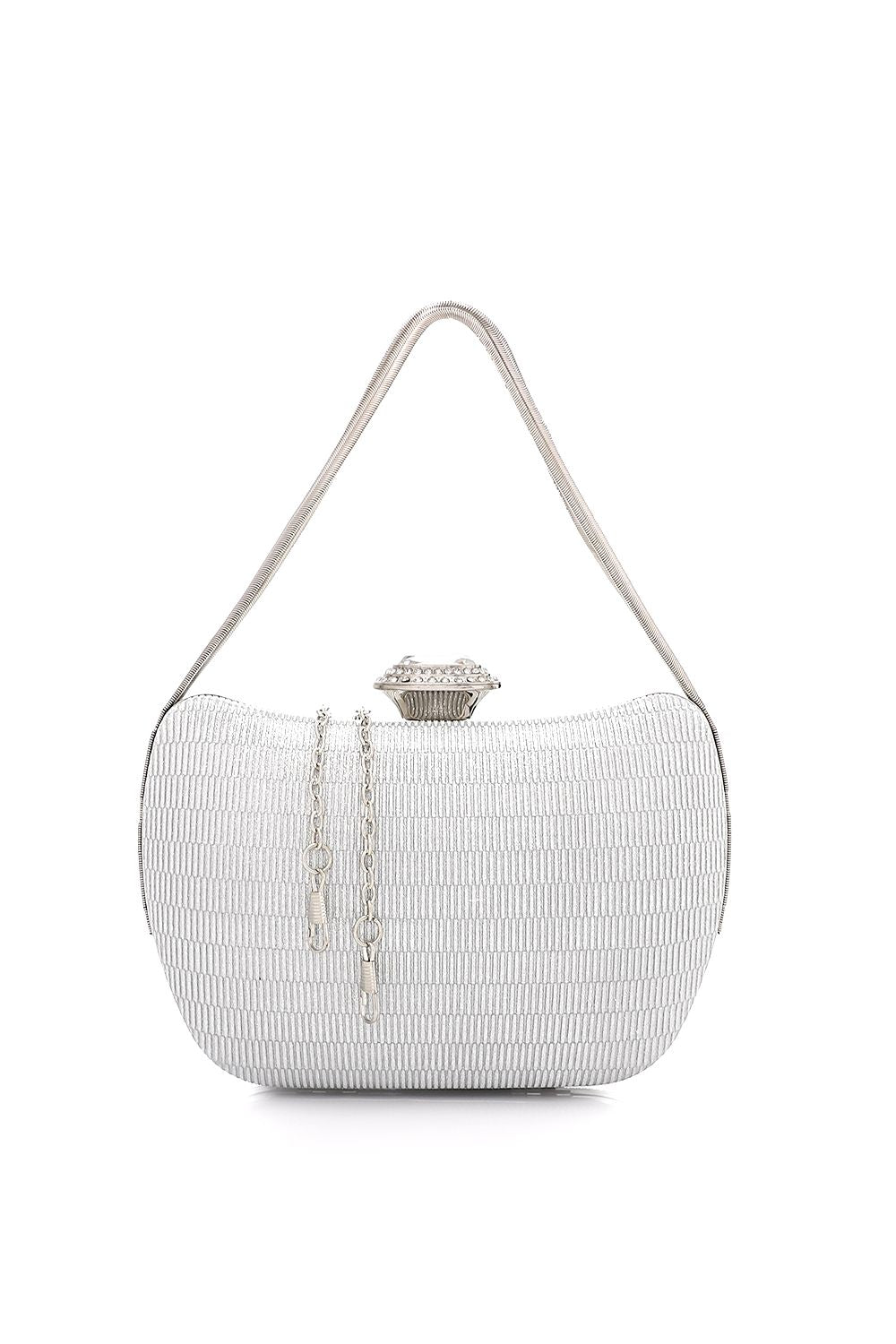 Chic Gilttery Clutch with Triangle Handle