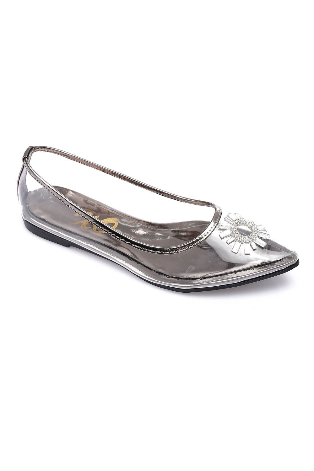 Smoky Strass Transparent Flat Shoes