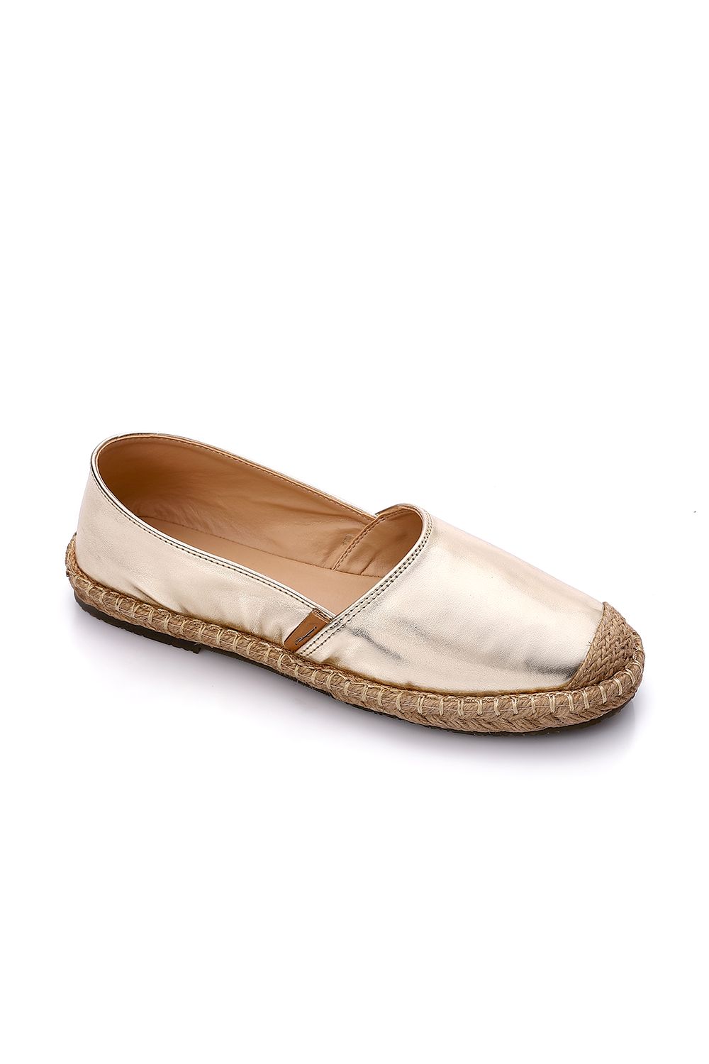 Metallic Espadrille with Straw Frame