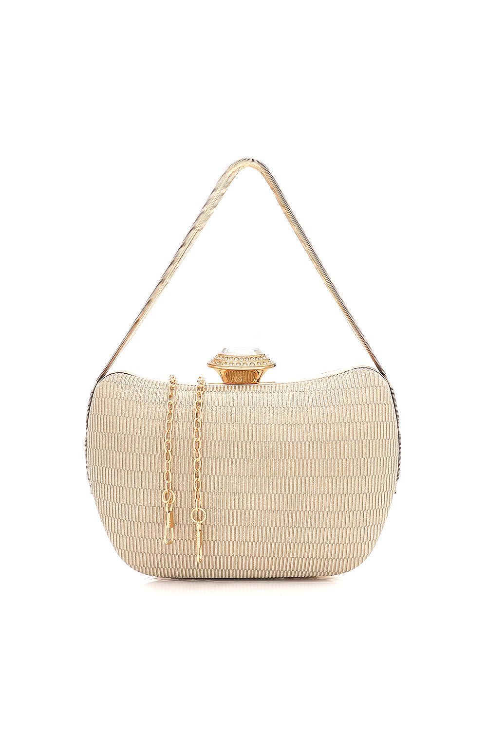 Chic Gilttery Clutch with Triangle Handle