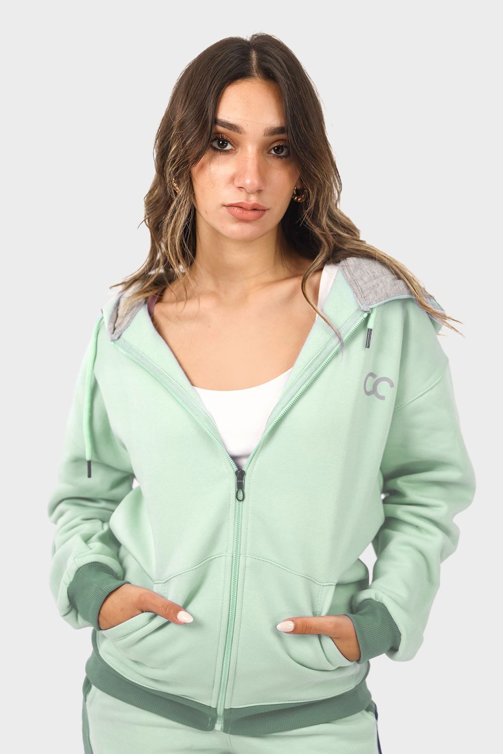 Bi-Tone Zip-up Hoodie
