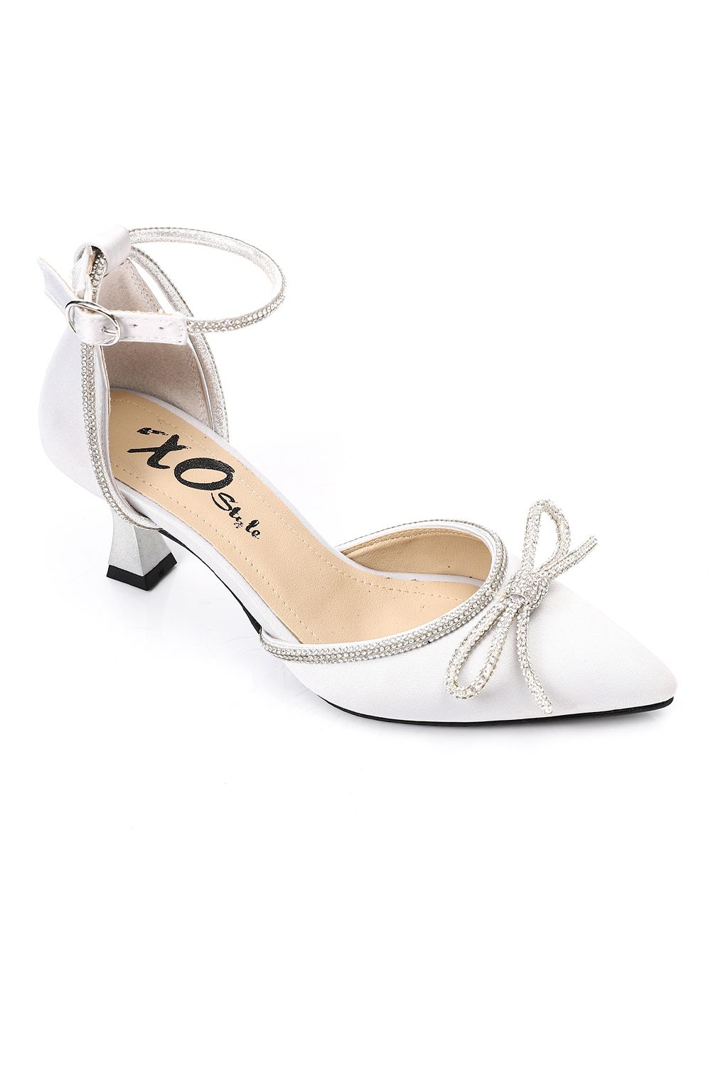 Strassed Bow Detailing High Heels Shoes