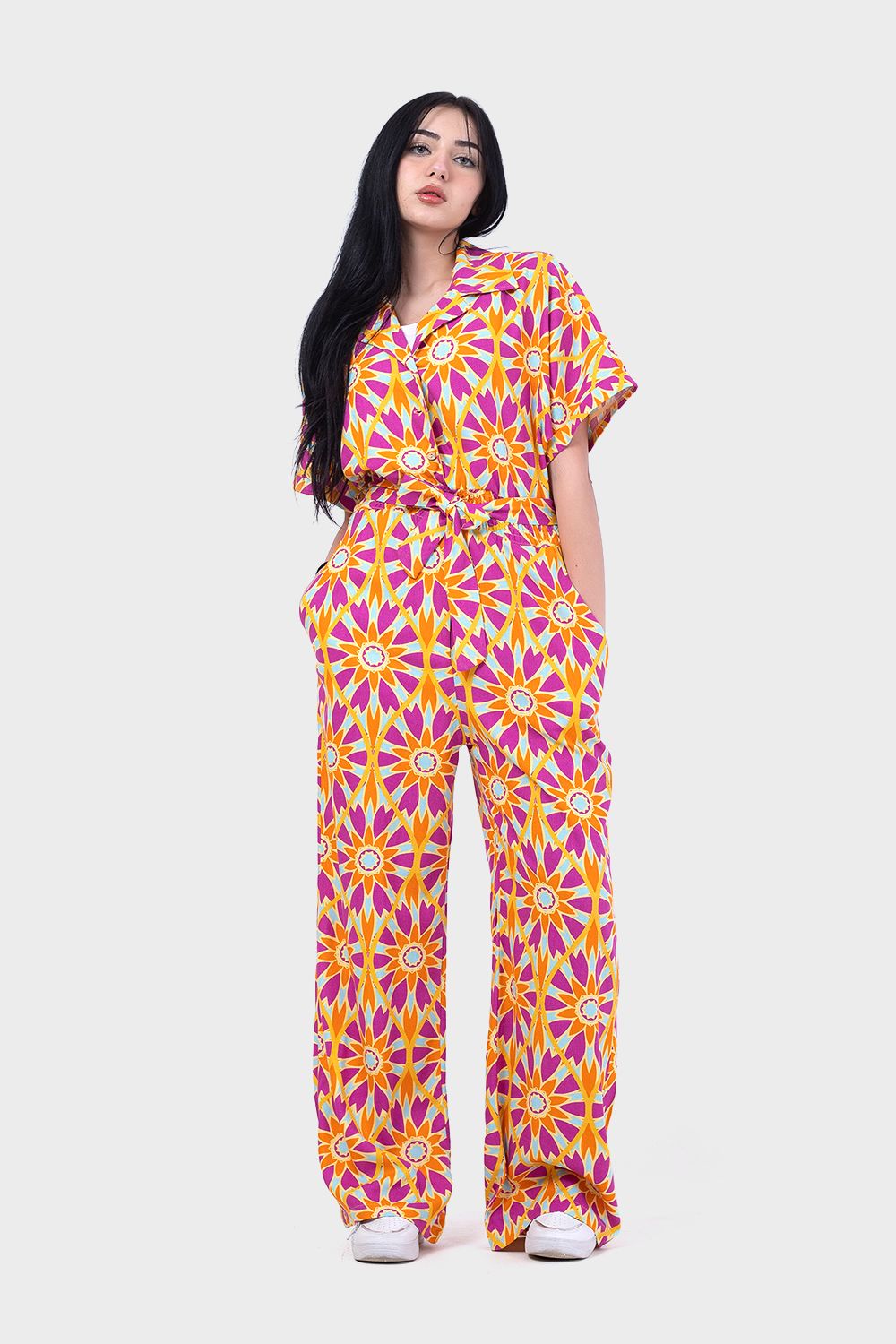 Summery Floral Jumpsuit with Side Pockets