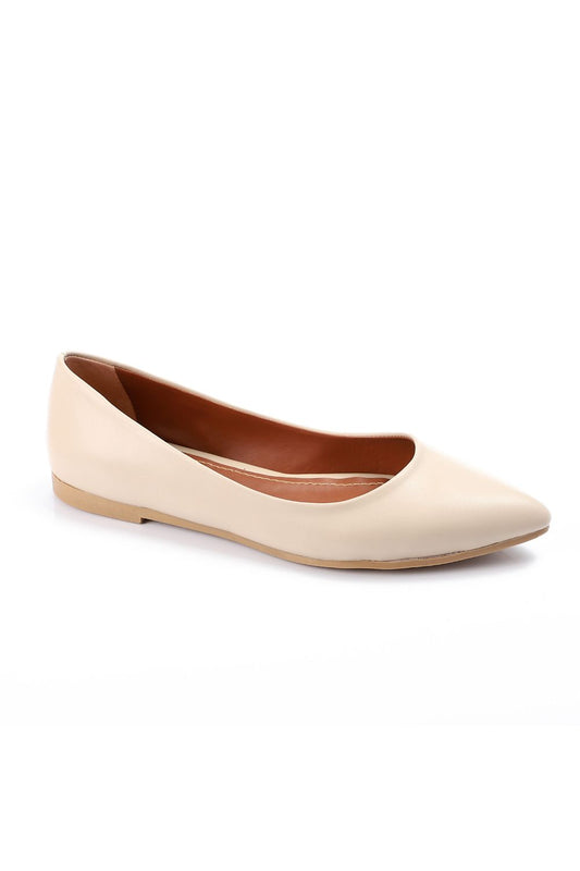Beige Plain Flat Shoes