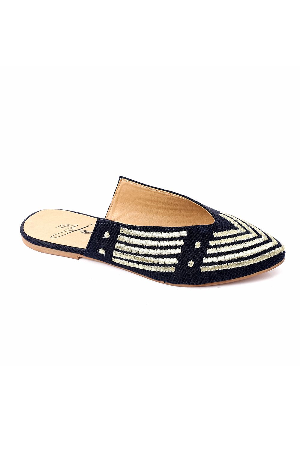 Pointed Toecap Flat Mule Shoes