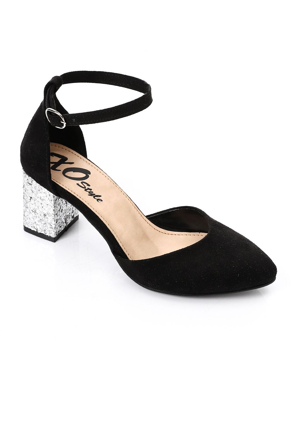 Suede High Heels with Shiny Heel
