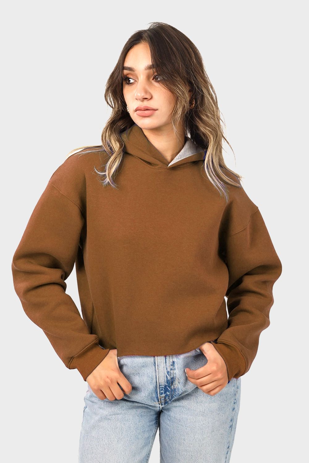 Unfinished Style Cropped Hoodie - هودي قصير بتصميم غير مكتمل