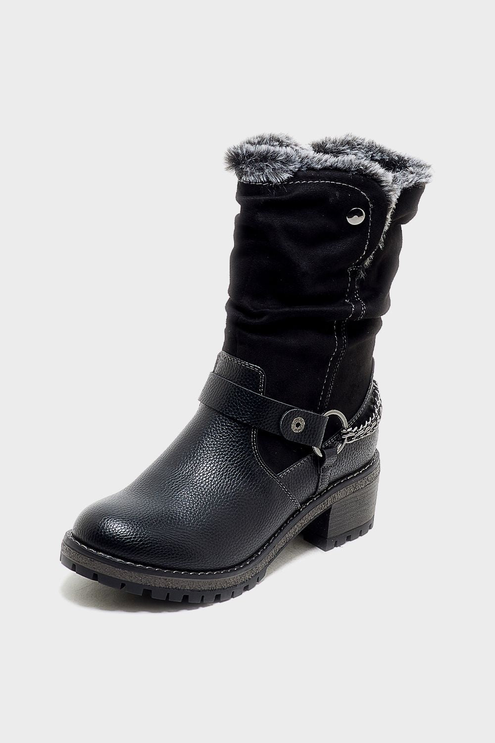 Trendy Fur Neck Half Boots