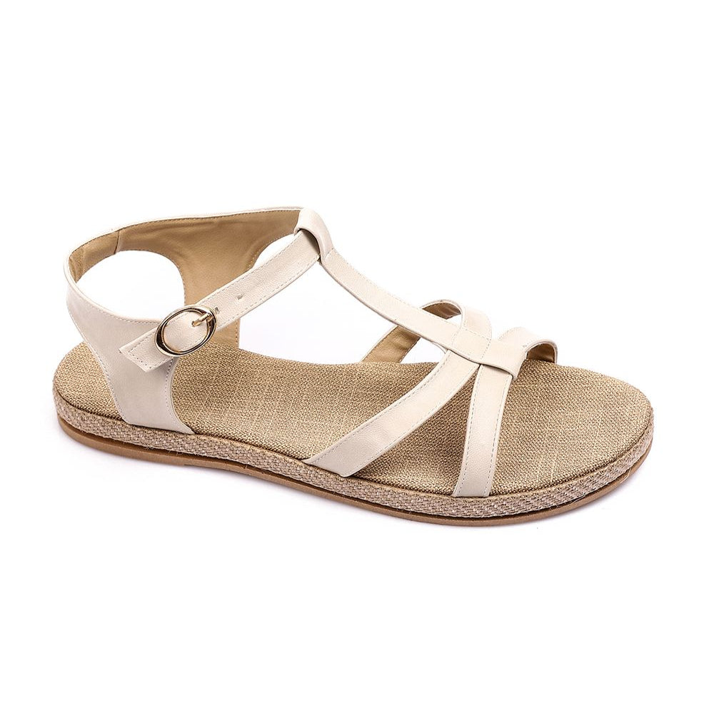 Beige Open Toe Flat Sandal