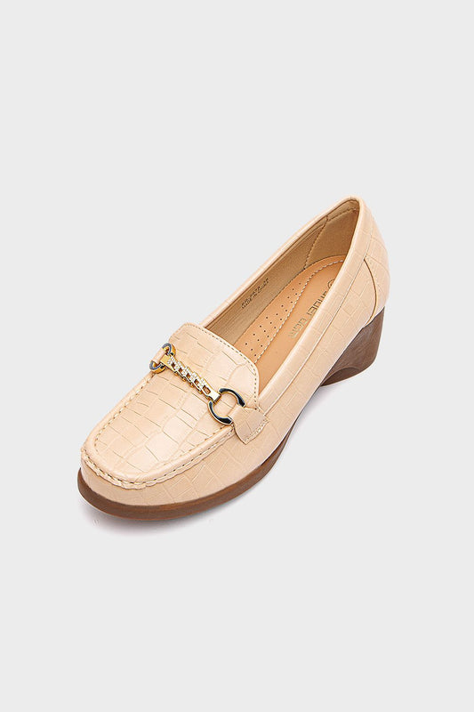 حذاء جلد مزرقش بكعب