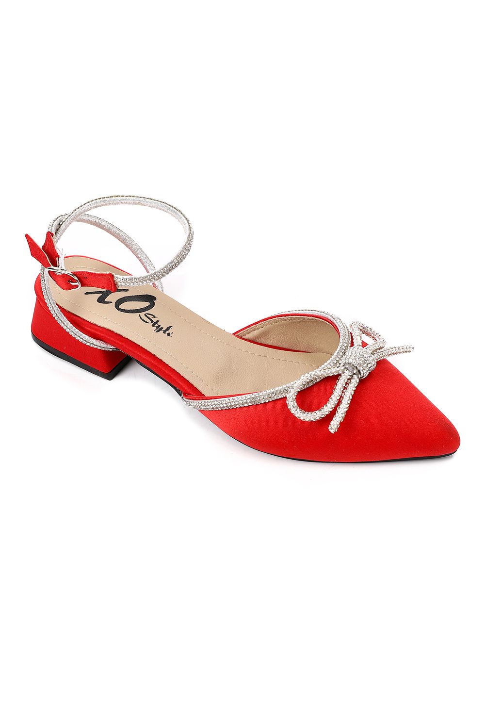 Strass Strap Slingback Heeled Shoes