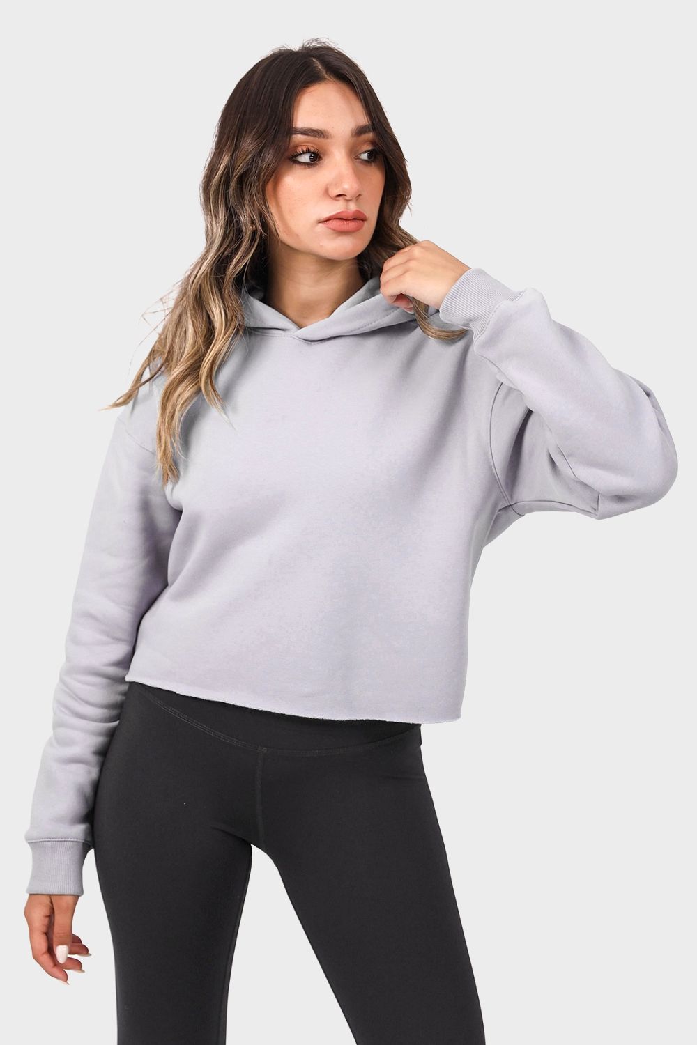 Unfinished Style Cropped Hoodie - هودي قصير بتصميم غير مكتمل