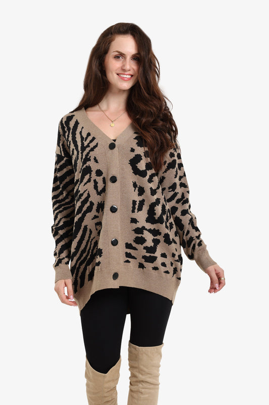 Wool Leopard Print Cardigan