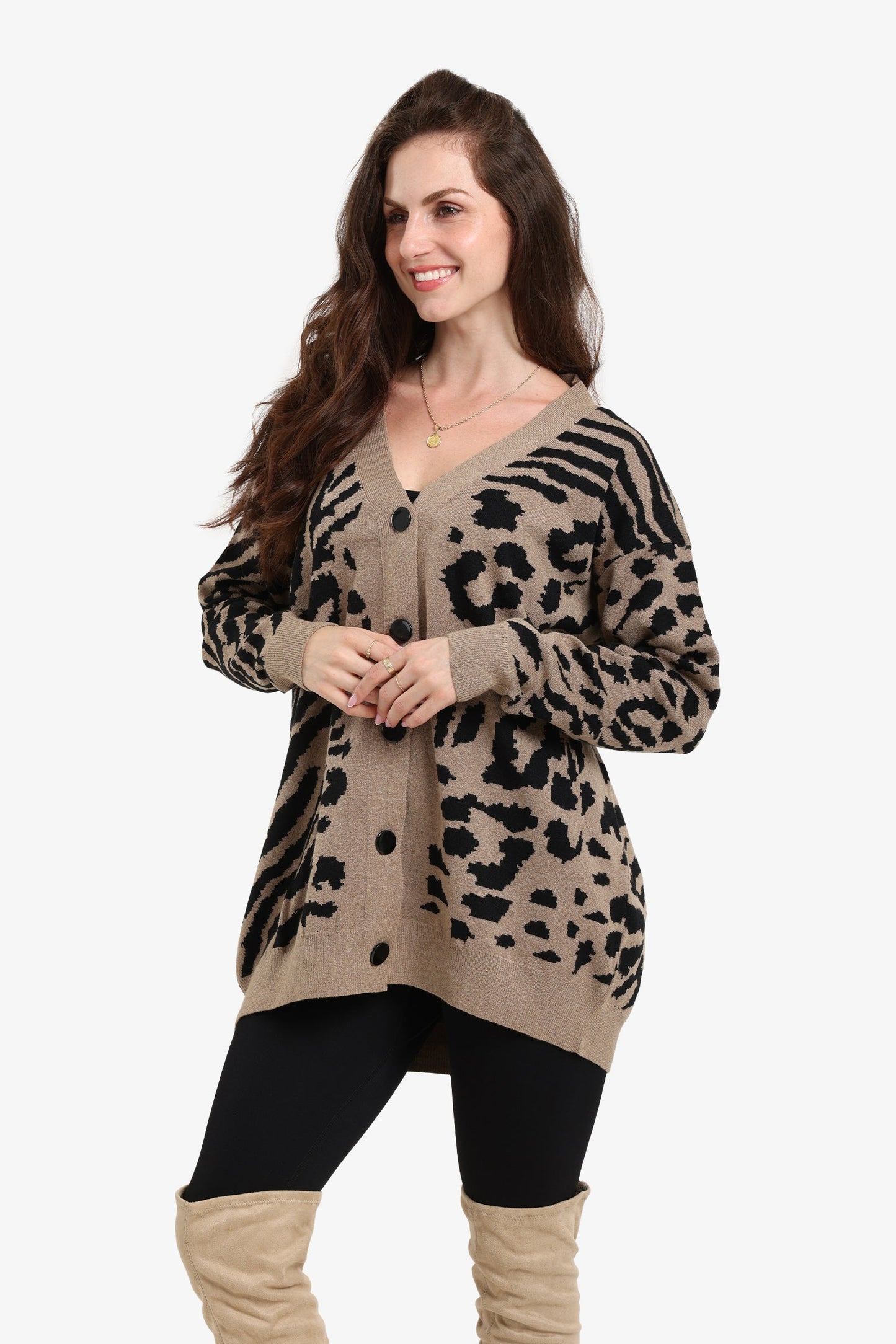 Wool Leopard Print Cardigan