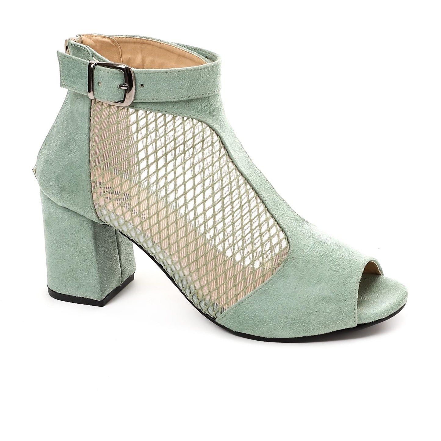 Black Mesh Side High Heels Sandal