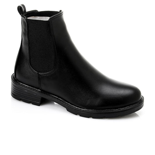 حذاء بوت أسود ذو رباط جانبي مرن يصل إلى الكاحل