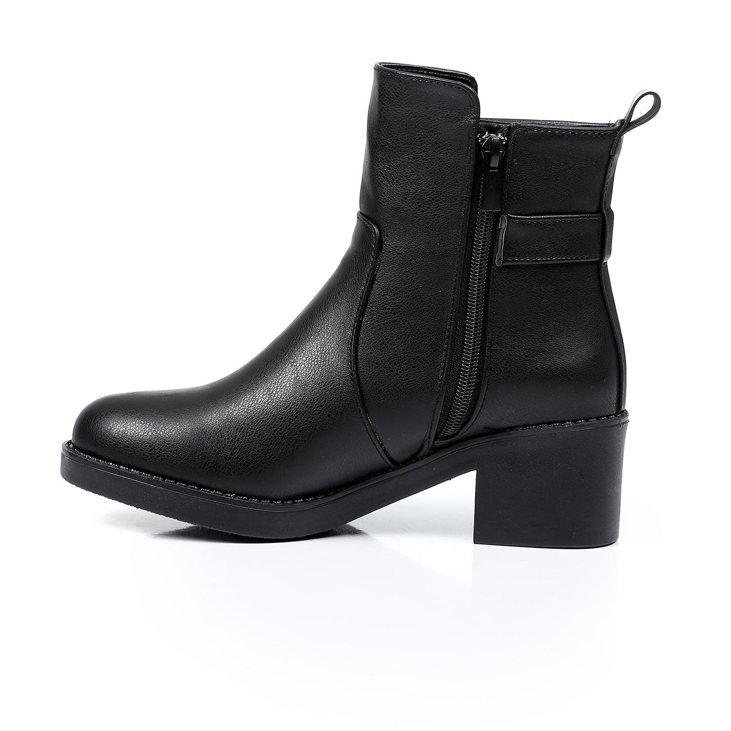 Black Side Buckle Ankle Boot