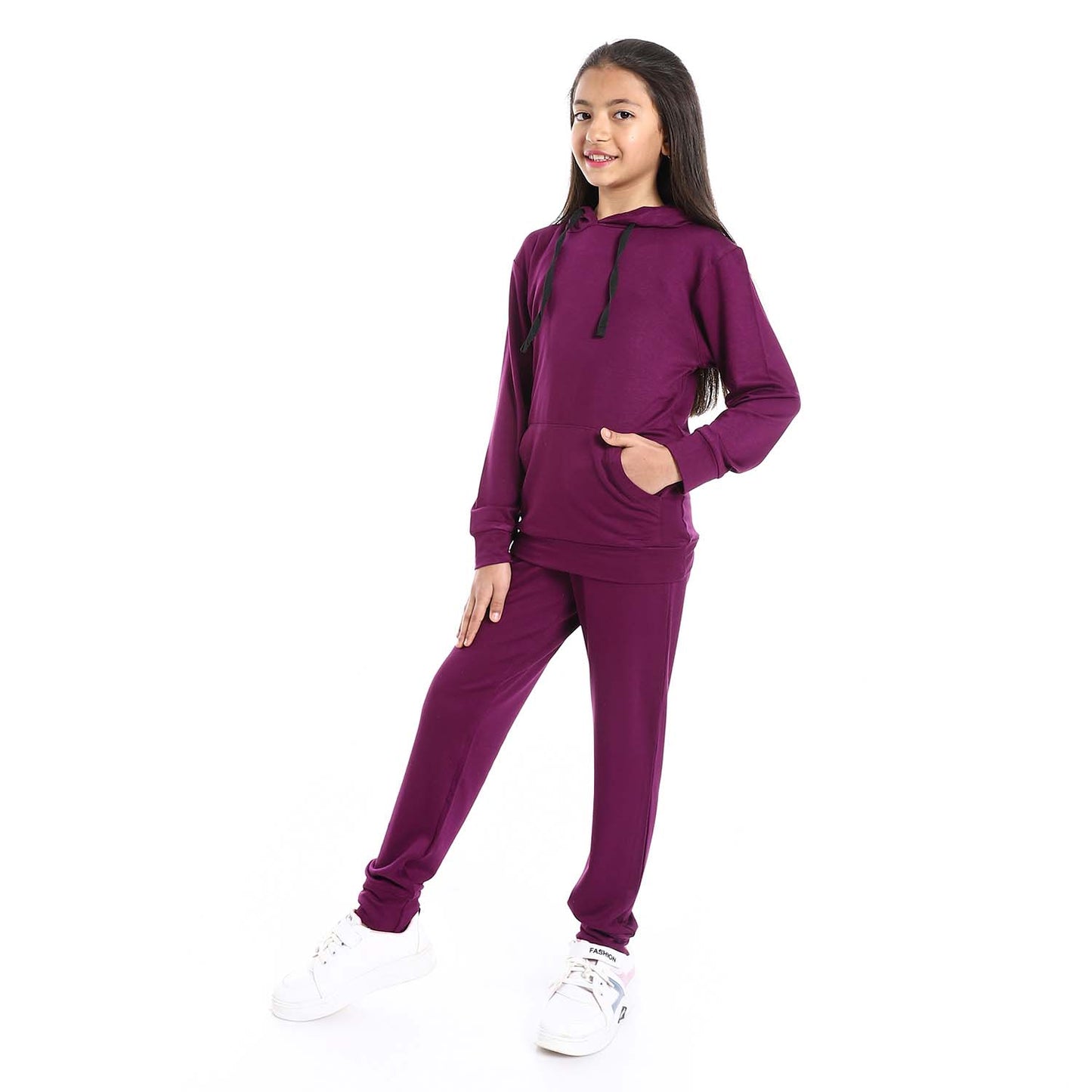Girls Hooded Neck Pajama Set - طقم بيجامة للبنات بغطاء للرأس
